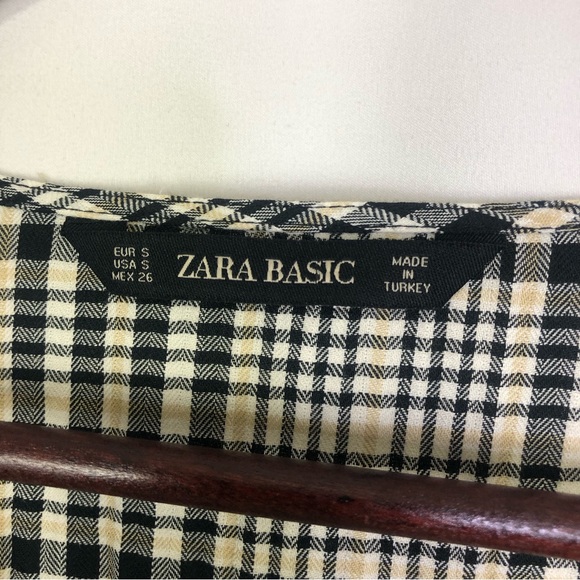 Zara Plaid Long Sleeve V-Neck Summer Tie Preppy Women’s Small School Business - Picture 2 of 7